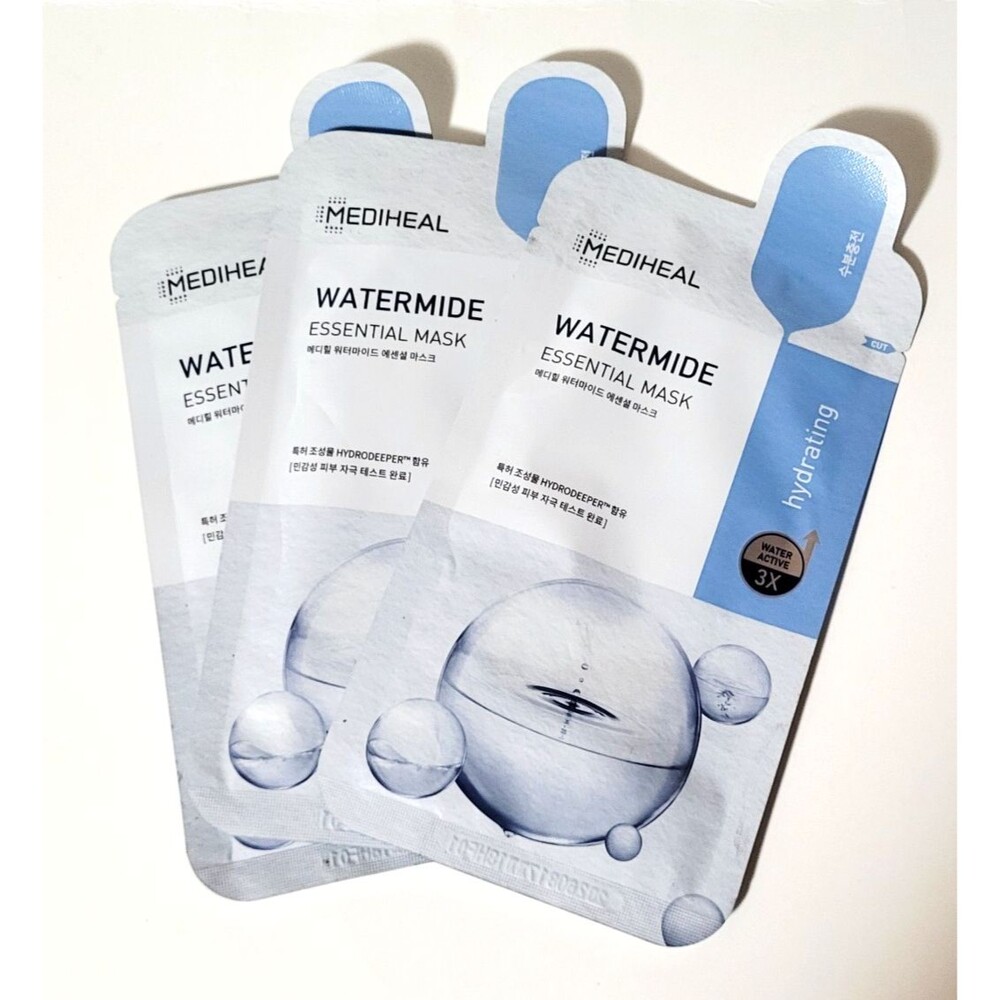 3 x MEDIHEAL Watermide Essential Mask 3X Water Active Hydrating BRAND NEW!!!